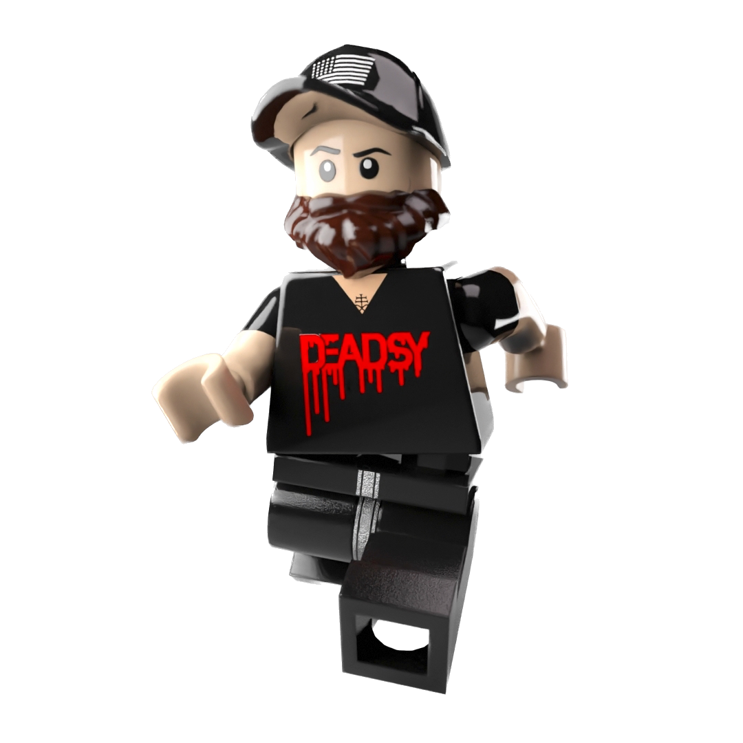 lego minifigure with deadsy shirt